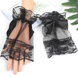 1Pair Detachable Fake Sleeves Lace Mesh Fake Flared Sleeves Women Lace Wrist Cuffs Bracelets Fashion Elbow Sleeve Cuff