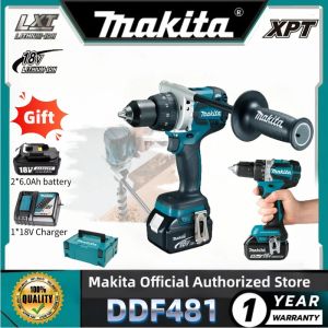 Makita 18V rechargeable screwdriver dust-proof water release brushless  hand electric drill DDF481 6.0Ah battery[Brand factory direct sales]