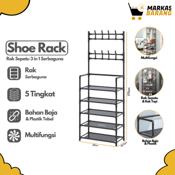 Rak Sepatu Gantung Multifungsi 3 IN 1/Rak Sepatu Topi Serbaguna ...