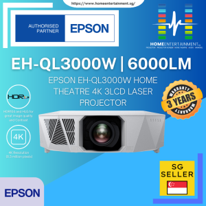 Epson EH-QL3000W | Super High Brightness 6000 Lumens Home Theatre 4K 3LCD Laser Projector For a Superior Home Entertainment Experience