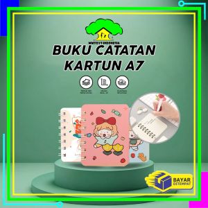 MI-A58 Buku Catatan Kartun Memo Kecil A7 80 Lembar / Buku Kecil Notebook Ring Motif Notepad