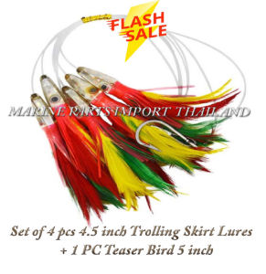 เหยื่อล่อ Daisy Chain Bird Teaser Salwater Fishing Trolling Lures Lead Head Feather with Rigged Hook 7/0 for Marlin Bluefin Tuna Lures Dolphin Durado Wahoo Big Game Saltwater Fishing Mahi Mahi Lures with Bird