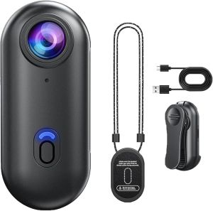 กล้องติดตัว Kngdrt Treklon Stallionframes 4kHandsfree Bodycam กล้องนิ้วหัวแม่มือ กล้องกีฬาที่สวมใส่ได้พร้อมเคสกันน้ำและ 360 °   คลิป Rotationspring สำหรับการปั่นจักรยาน ดำน้ำ และการเดินทาง (สีดำ-ขั้นสูง)