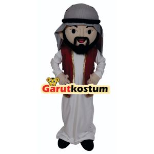 Kostum maskot badut arab arabian putih setelan fashion karnaval