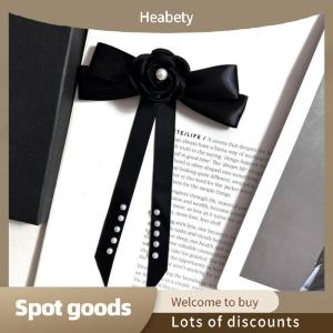 Heabety Fashion Vintage Elegant Camellia Bow Brooches Mourning Corsage Pin For Women Temperament Bowknot Neck Tie Shirt Collar Accessories