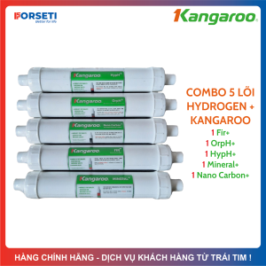Combo 9 Lõi Lọc Nước KANGAROO Dòng Hydrogen (Model KG100HQ KG100HA KG100HB...) (Combo gồm 123 + màng RO50GPD + 5 lõi chức năng Hydrogen +) - KH đang dùng lõi chức năng vặn ren cũ thì mua thêm cút cắm nhanh