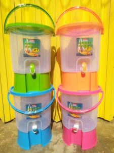 Dispenser air/Tempat Wadah Air Bulat Pakai Keran 21lt / Lion Star / Plastik