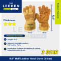 Hercules Half Leather Hand Gloves Yellow (3 Star) 10.5" by Leeden Online Store. 