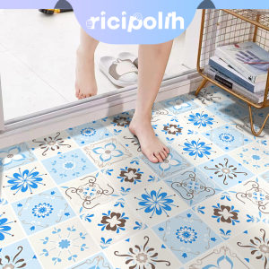 Wallpaper Dinding Kamar Mandi Anti Air Perekat Diri 2m Lantai PVC Stiker Dekorasi Motif Bunga Batik