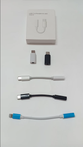 Type-C/Lighting To 3.5mmHeadphone Jack Earphone Converter Cable Dongle Length 100mm(White/Black) (Digital Support Samsung)