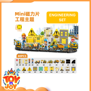 [Toy N Joy] Themed Mini Magnetic Tiles 3.75cm Portable and Easy to Carry with iron box [Police/Fire Rescue/Engineering]