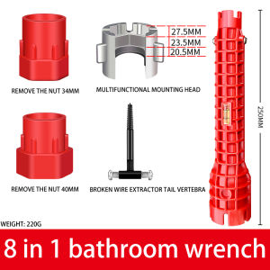 Sink spanner multifunctional eight in one faucet plumbing bathroom washbasin removal and installation tool