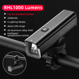 ROCKBROS Bike Light 1000LM Waterproof MTB Road Bike Hanging Front Light Aluminum Alloy Shell Smart Cycling Flashlight Bicycle Accessories
