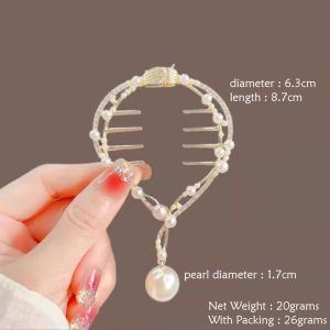 Jepit Rambut Korea Sanggul Bahan Alloy Dengan Rumbai Aksen Permata Mutiara Jepit Rambut Pesta HFPB