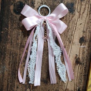 OUTOPEAN 1Pair Dài Nơ trang trí giày Ruy băng kẻ sọc Lacey 2 chiếc Phụ kiện trang trí giày bằng ruy băng Thời trang Đồ trang trí có thể tháo rời Phụ kiện giày cao cổ kiểu miền Tây Dành cho giày cao bồi nữ