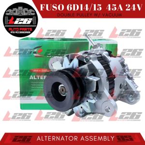 Mitsubishi Fuso 6D14 6D15 Alternator Assembly 45Amp 24v Double Pulley with Vacuum Khybrid Brand