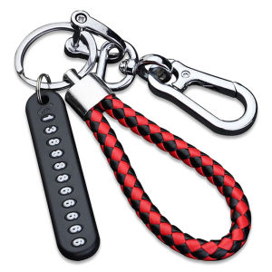 Anti-lost Keychain Braided Rope Number Plate Car Motorcycle Keychain Pendant Creative Pendant Key Chain for Men and Women