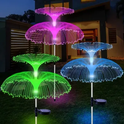 Solar Christmas Lights Outdoor Waterproof Energy Jellyfish Lamp 7 Adjustable Colors Outdoor Patio Lawn Flash String Fairy Lamp Led Garden Landscape Decorative Lamp