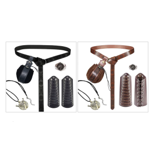 6Pcs Practical Medieval Belt Set Belts Costume Accessory Adjustable PU Leather For Themed Event Cosplay