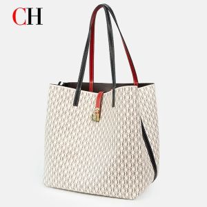 CH 2Pcs/Set Women Tote Bag Luxury Designer Monogram Print Large Capacity Shoulder Bag Office Commuter Handbag With Small Pouch2026