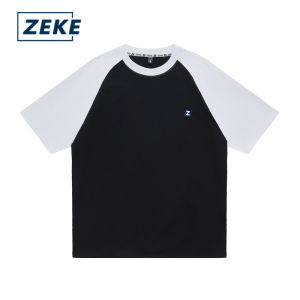 ZEKE Mens T-shirt Raglan Short Sleeve Crewneck T-shirt Embroidered Logo Shirt For Men