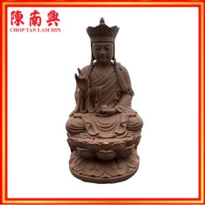Chop Tan Lam Hin Lotus DiZangWang Cypress Wood Purple Sand Matte Gold 陈南兴 新体坐莲花地藏王 紫砂亚光 3.6寸