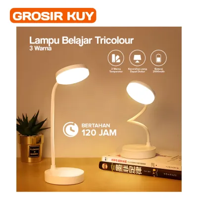 Lampu Belajar Tricolour Sentuh 3 Warna Baca Meja Kerja Duduk 2000mAh Lampu Tidur Wireless Lampu
