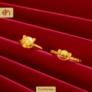 Everhoney Daily Jewelry Lovely Tiger 916 Gold Ring Adjustable Size 6.5-10 Anti Scratch Ring for Women Girls Children