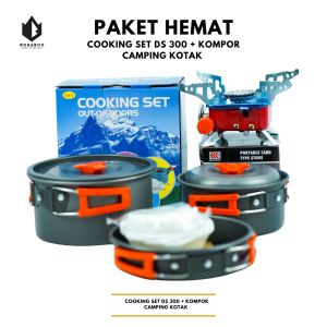 [ COD ] Paket Hemat - Cooking Set DS 300 + Kompor Kotak - Nesting Cooking Set Camping Outdoor