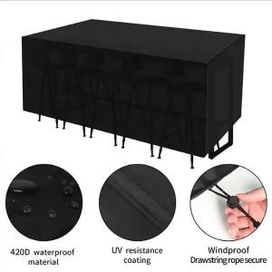 LZD  Black Oxford Cloth 420D Outdoor Garden Table and Chair Rain Cover with Four-Corner Buckle Outdoor Furniture Waterproof Dust Cover