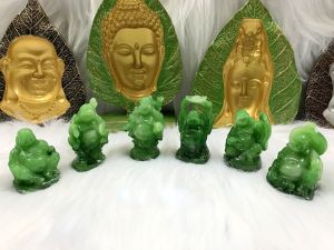 [HCM]Bộ 6 tượng Phật Di Lặc Hoan Hỉ đá màu xanh cẩm thạch