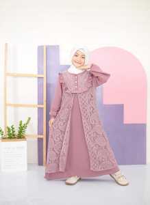 Busana Muslim anak Perempuan usia 3-12 tahun Gamis Malika Crinkle syari dan non syari variasi Brukat