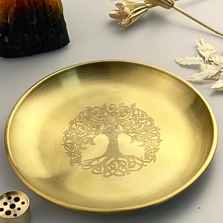 Pagans Ritual Tray Stainless Steel Altar Tree Pattern Plate Unique ...