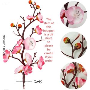Artificial Flower Plum Blossom Branch Real Touch Artificial Cherry Blossom Flower No Stem for Table Wedding Bouquet Home Decor Cake Flowers Decorations