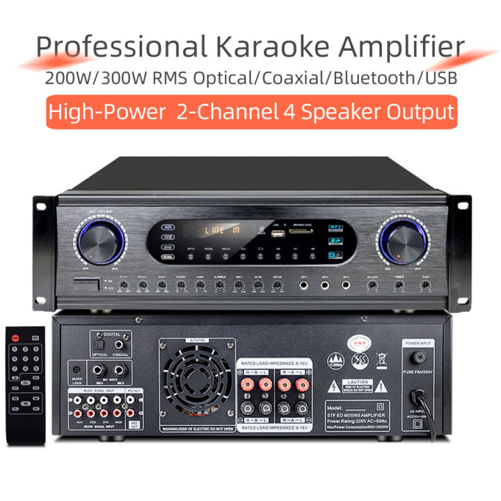 Professional Karaoke Power Amplifier High-Power 200W/300W RMS 2-Channel ...