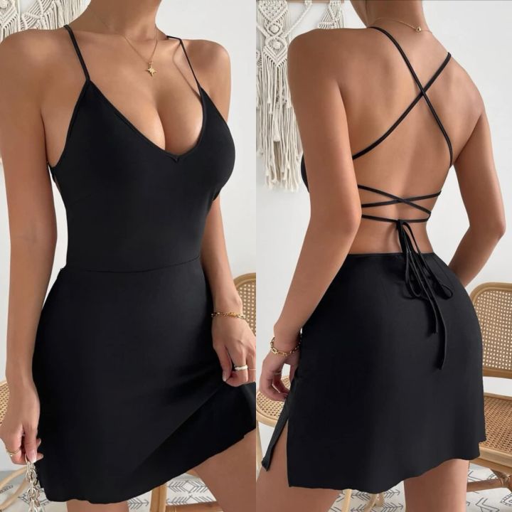 Ivana Summer Backless Dress/Back strap Dress/Freesize XS to Medium