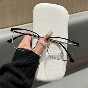 CHARMRAY Business Photochromic Eyeglasses for Women Men Metal Frame Anti Blue Light Glasses