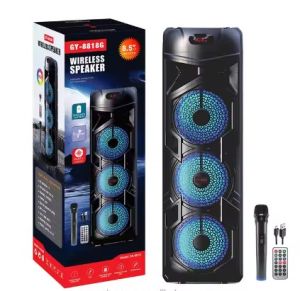 Original *8.5 MODEL GY- 8818/GY-8809 INCHES X 3* *P.M.P.O 15000 WATT* PORTABLE HIGH QUALITY BLUETOOTH SPEAKER WITH WIRELESS MICROPHONE Audio karaoke