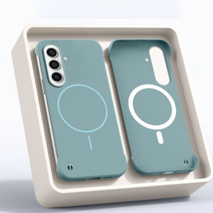Frameless Magnetic Wireless Charging Phone Case For Samsung Galaxy S24 Plus Ultra S24FE 5G Slim Hard Back Cover