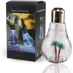 Bulb Humidifier USB Portable Ultrasonic 400ml Mist with 7-Color LED Light Essential Oil Diffuser for Bedroom & Office
