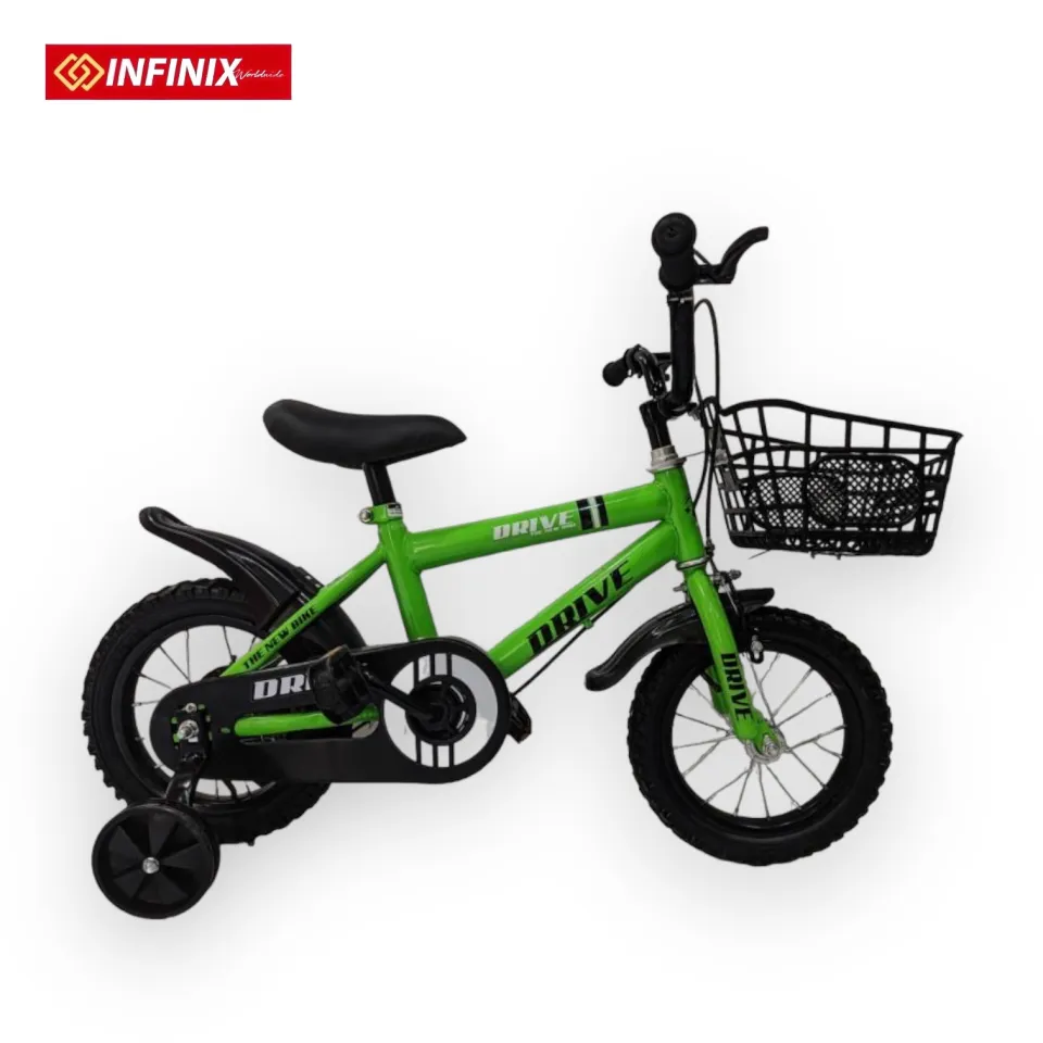 Bicycle BMX 12 Drive Kids Bike With Basket Mudguard and Training Wheels Green Lazada PH