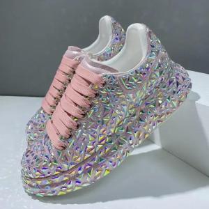 2026 Autumn Leather Women Shoes New Style Fashion Platform Shoes Woman Platforms Sneakers Tide Shine Bling Rhinestone Shoes