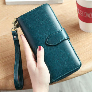 BANYANU Large Capacity Women Cow Genuine Leather Wallet Zipper Phone Long Purse for Women New Design 2025