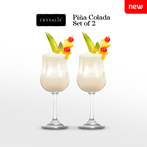 CRYSALIS 12oz Pina Colada Glass Lead-Free Crystal Stemware Set of 2