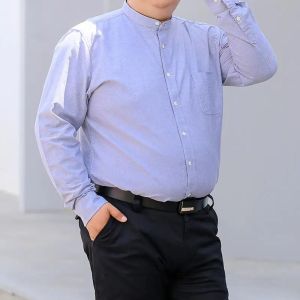 Autumn New Korean Shirt S-10XL 2026 Mens Slim Fit Business Dress Plain Color Collarless Long Sleeve Plus Size Shirt Mens Clothing2026