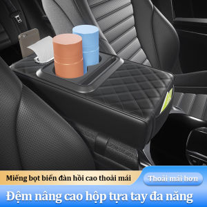 Đệm tựa tay điều khiển trung tâm Đệm tựa tay bằng da PU tăng chiều cao Hộp đựng khăn giấy di động đa chức năng bền bỉ Đa năng