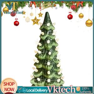 [Vktech] Table Top Christmas Tree with Lights Retro Hand-Painted Tabletop Christmas Trees Colorful LED Mini Christmas Tree for Home Office Desktop Decoration