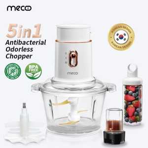 Mecoo Most Aesthetic 5 in 1 Antibacterial Odorless Chopper 250 Low Watt BPA Free / Blender Daging / Baby Food Processor / Chopper Daging - MECOO