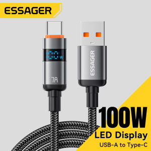 Essager 7A LED Digital Display Cables Super Fast Charging USB A to Type C Cable 100W Fast Charge USB A-C Data Cord For Huawei Samsung Honor Oneplus Xiaomi Realme Fast Charging Type-C Tablet Laptop Mobile Phone LED Digital Display Wire Cable
