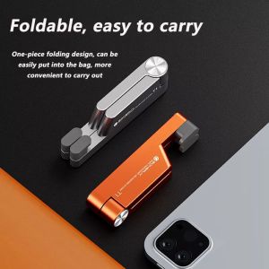 Universal Mini Size Aluminum Portable Folding Desk Mount Holder Bracket Mobile Phone Cradle Foldable Stand for Cellphone IPad